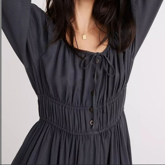 Madewell Dresses & Skirts - Madewell Dark Baltic Lace-Up Twill Sophia Midi Dress, NWT, Sz L